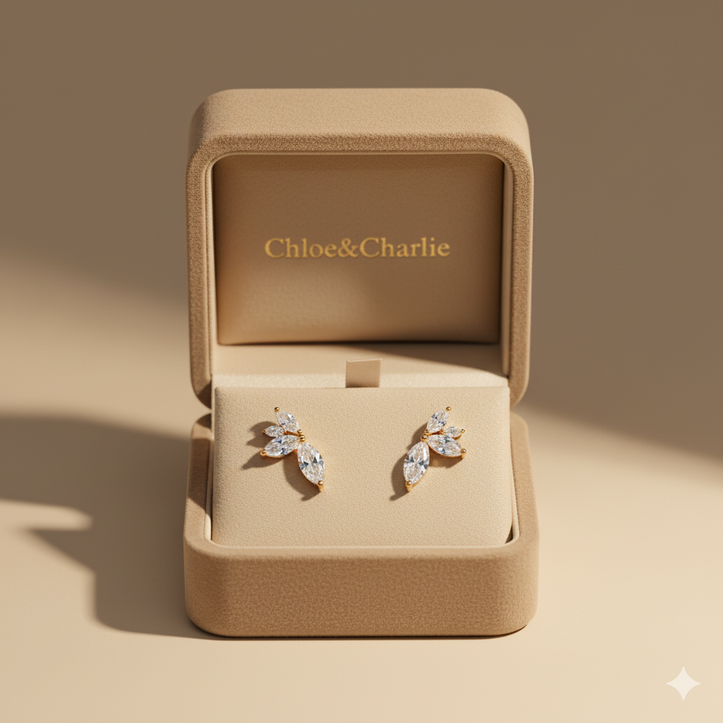 Crystal Chic Leaf Earrings