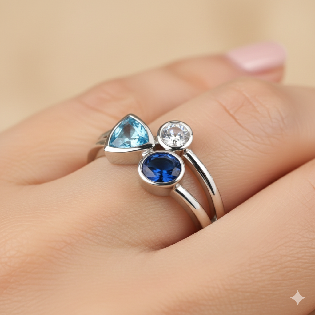 Crystal Blue - Silver Ring