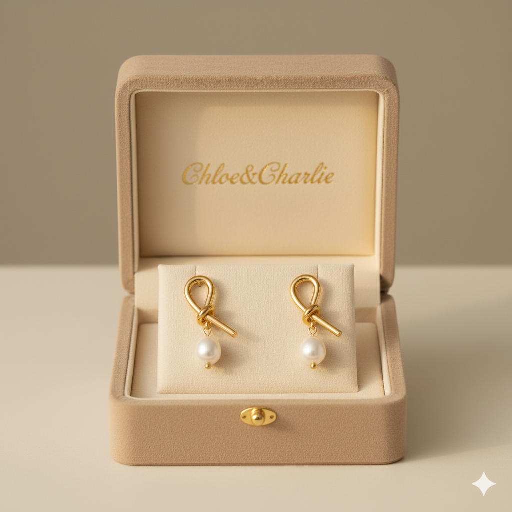 Knotted Gold & Freshwater Earrings