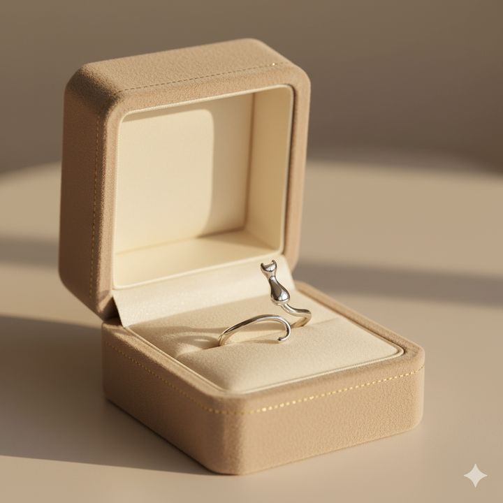 Midnight Cat Silver Ring