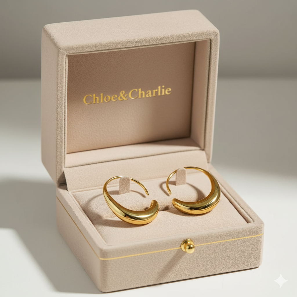 Cina - Drop Hoop Earrings