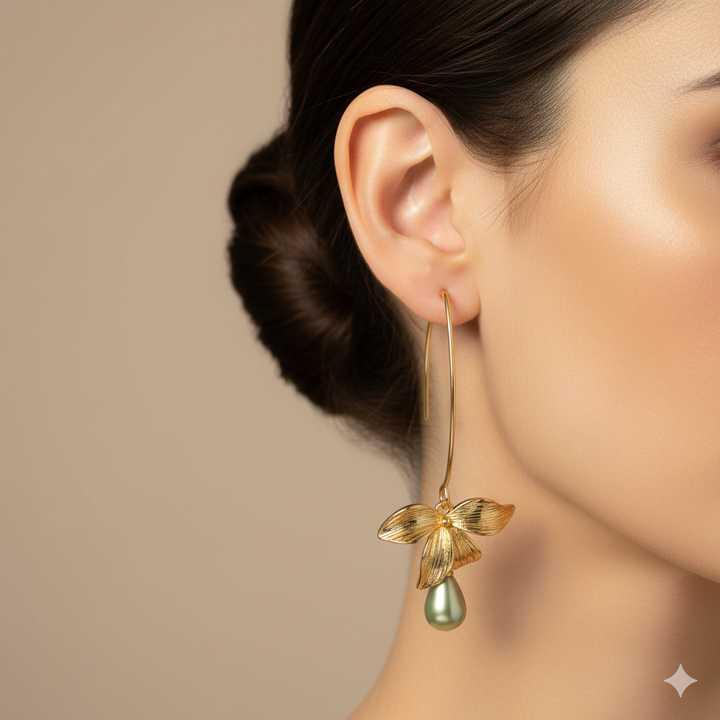 Jade & Petal Drop Earrings