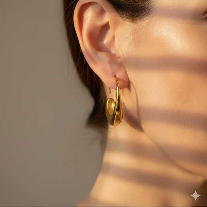 Cina - Drop Hoop Earrings