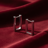 Silver Rectangle Hoop Earrings