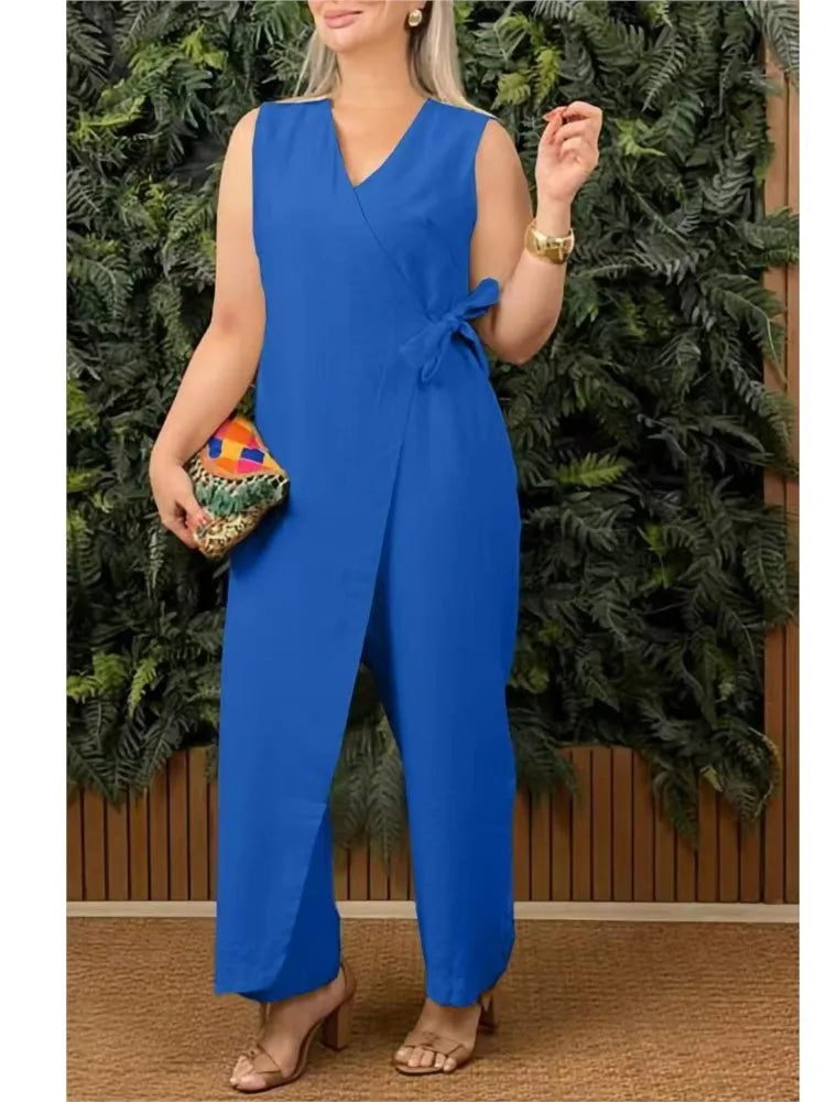 ELENA | Damen-Jumpsuit Einfarbig mit Weitem Bein