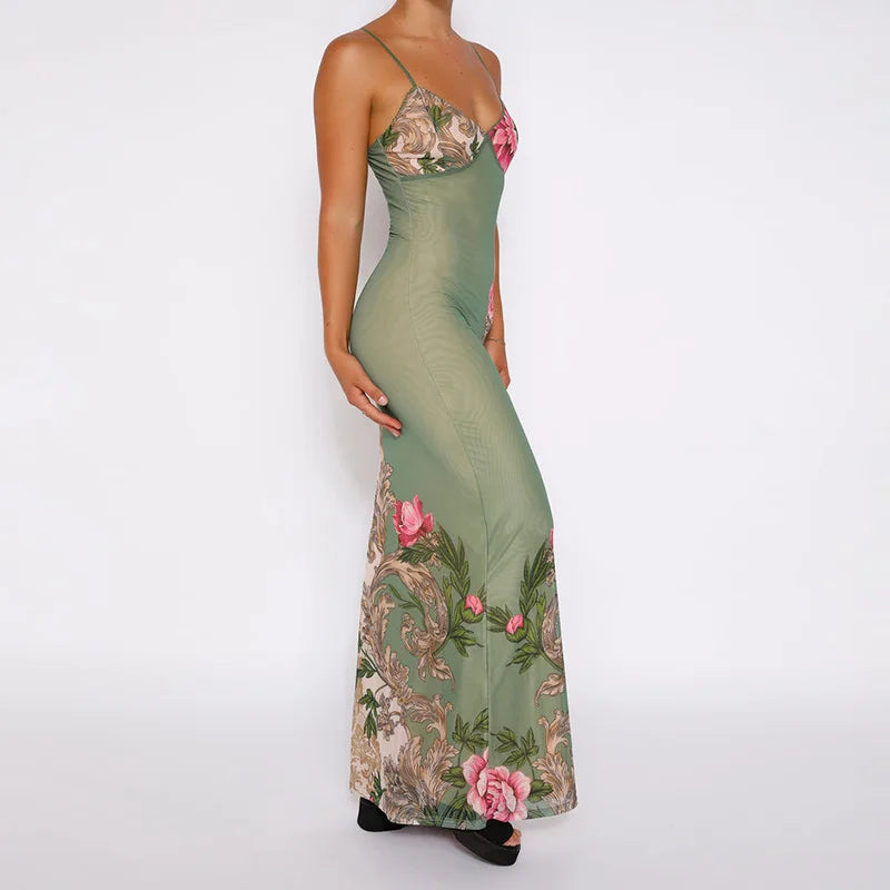 Lianna | Maxikleid mit rosa Blumenakzenten